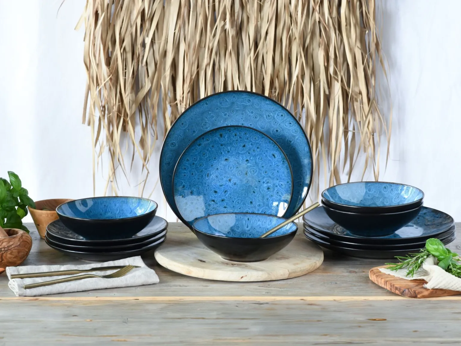 Capri - Tellerset 12-tlg - Blau