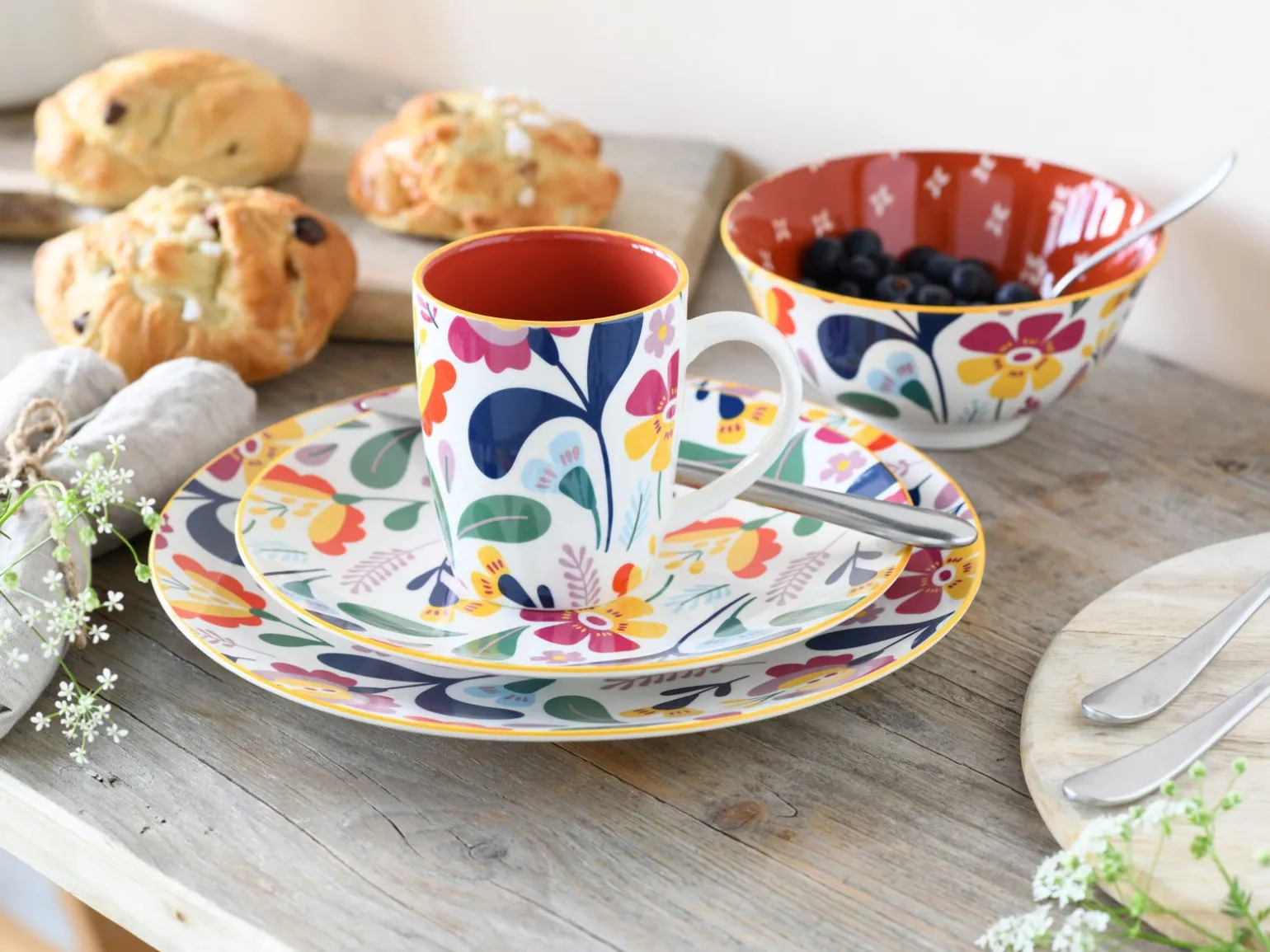 Folklore - Tellerset 12-tlg - Blau