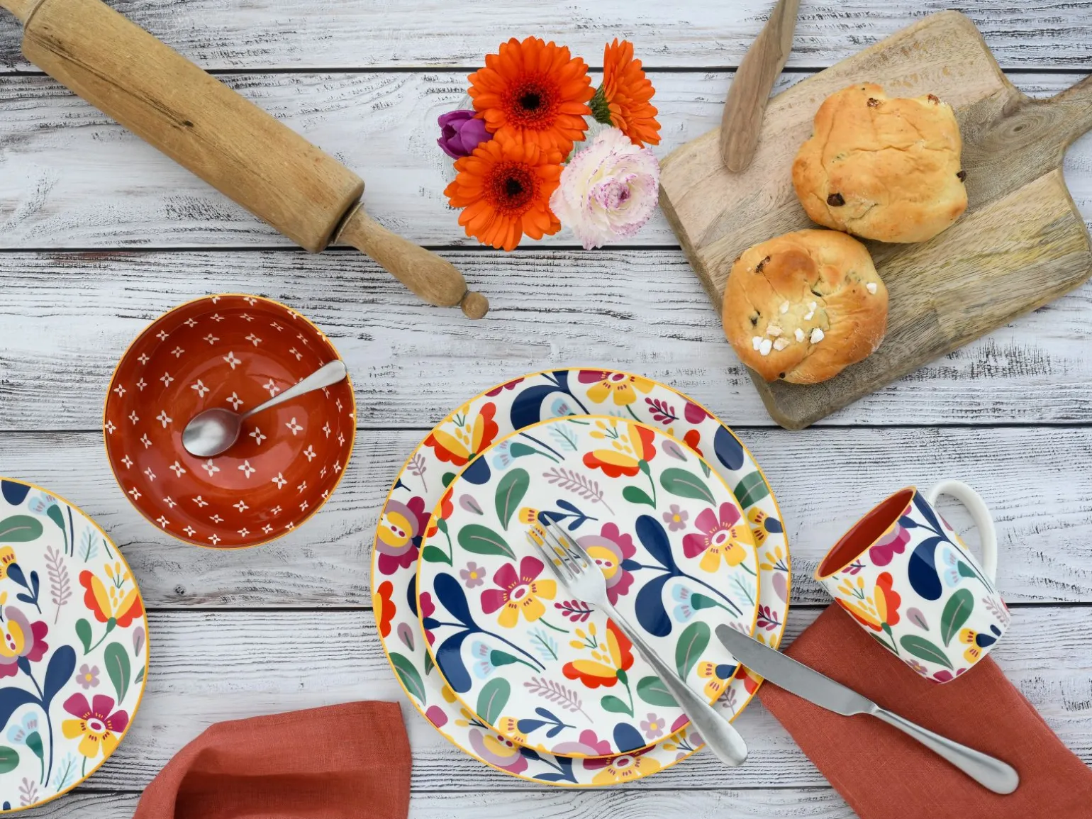 Folklore - Tellerset 12-tlg - Blau