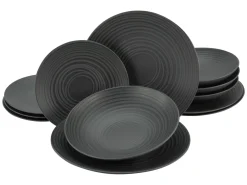 Lava Stone - Tellerset 12-tlg, Lava Stone - Tafelservice 12-tlg - Schwarz