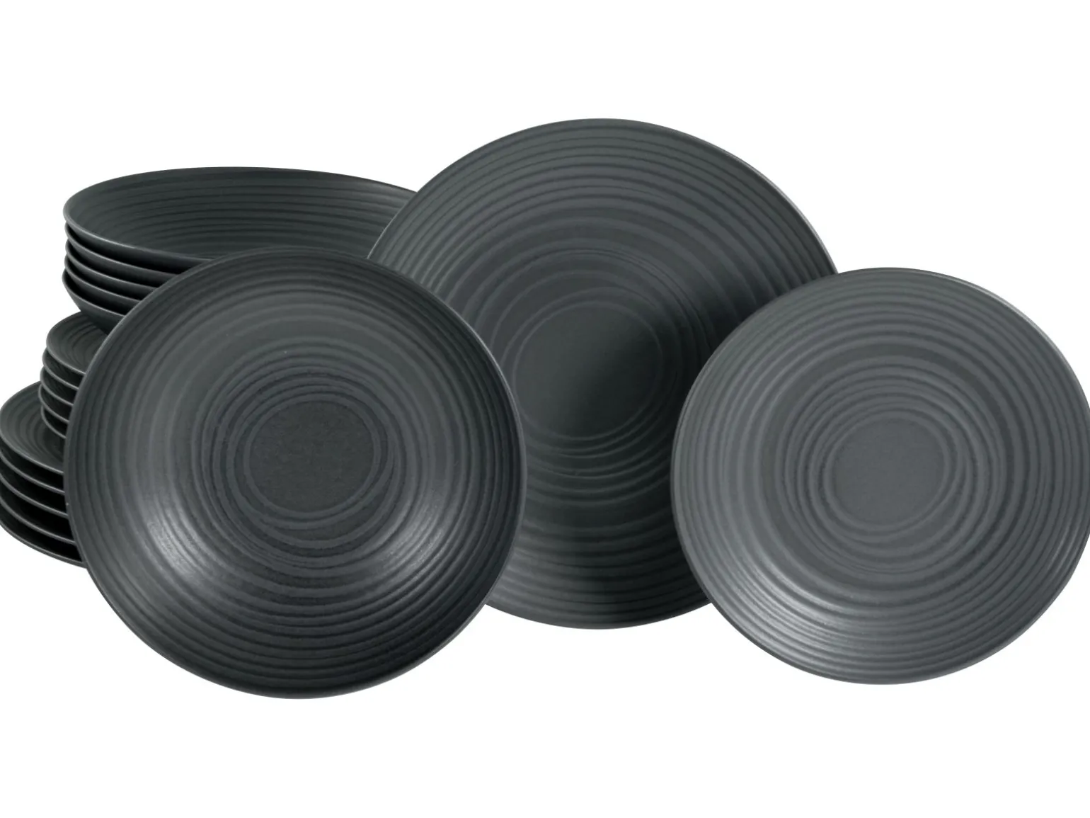 Lava Stone - Tellerset 18-tlg - Schwarz