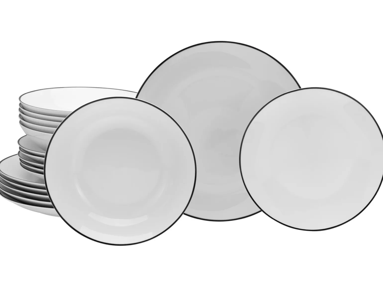 Luna - Tellerset 18-tlg, Luna Black Line - Tellerset 18-tlg - Weiss
