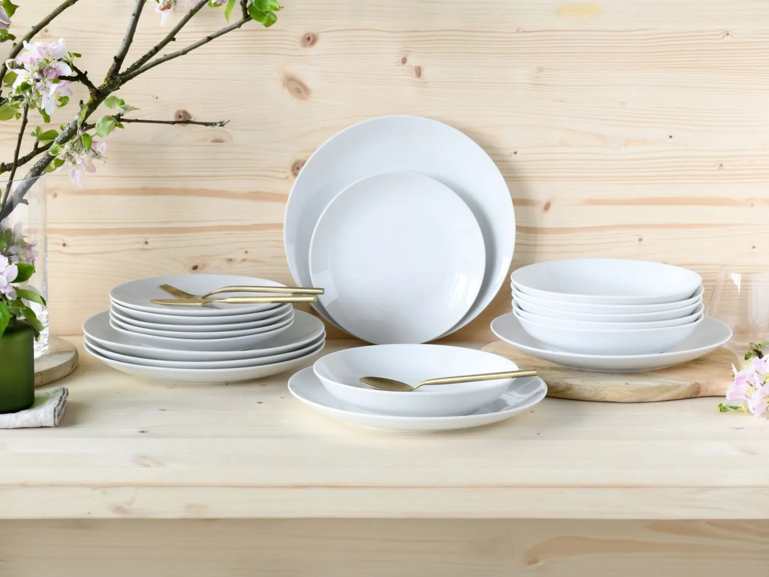 Luna - Tellerset 18-tlg, Luna Black Line - Tellerset 18-tlg - Weiss