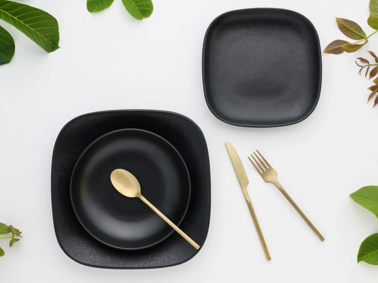 Magic Black Square - Tellerset 12-tlg - Schwarz