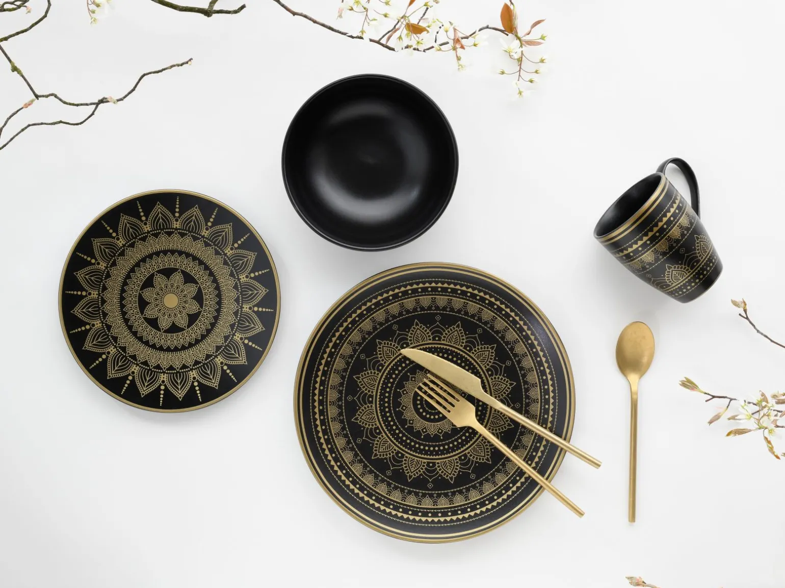Mandala - Kombiservice 8-tlg - Gold-Schwarz