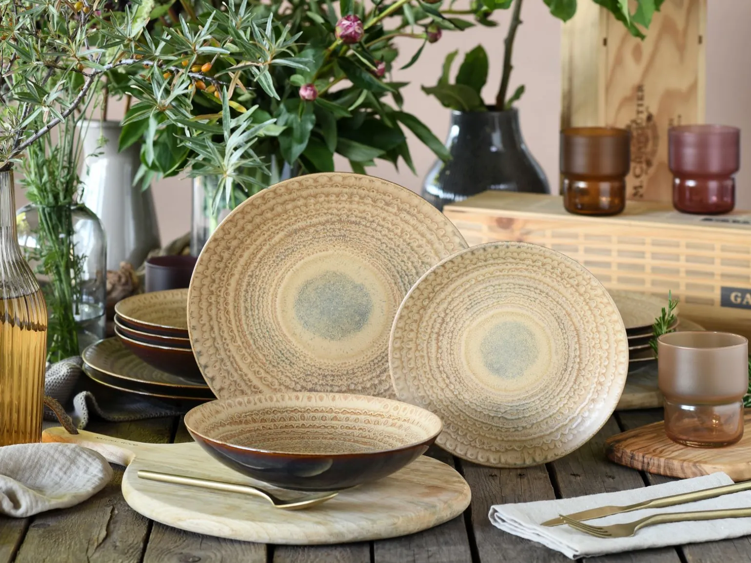 Neapel - Tellerset 12-tlg - Sand