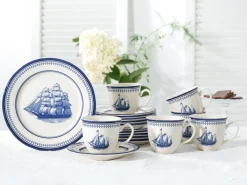 Segelschiff - Kaffeeservice 18-tlg - Blau