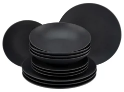 Soft Touch - Tellerset 12-tlg, Soft Touch - Tafelservice 12-tlg - Schwarz