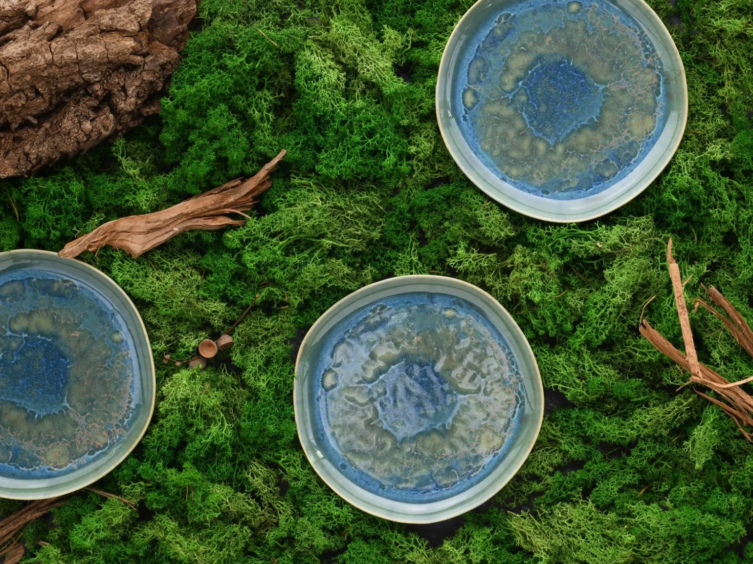Yuki - Dessertteller 4-tlg - Grün-blau