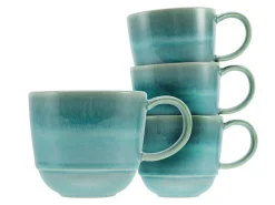 Yuki - Kaffeebecher 4-tlg - Grün-blau
